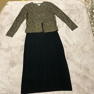 Two piece animal print long dress with jacket